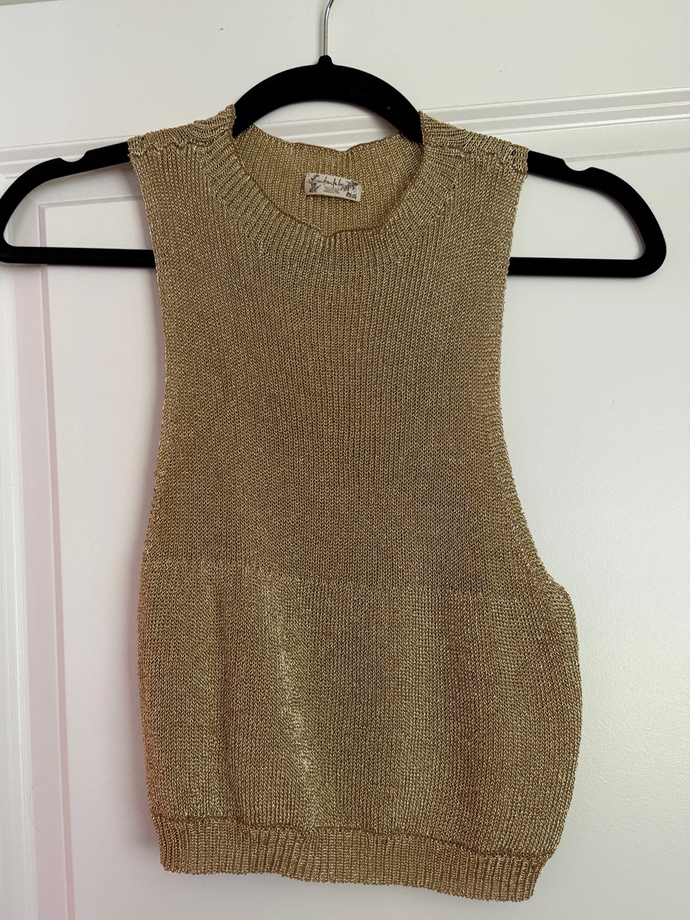 Free People metallic gold knit top